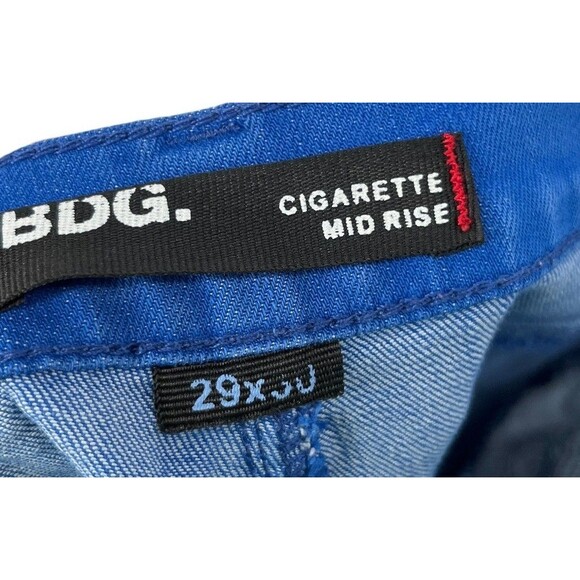 BDG Pants Women's Size 29 x 30 Blue Cigarette Mid Rise Cotton Blend - Picture 5 of 6